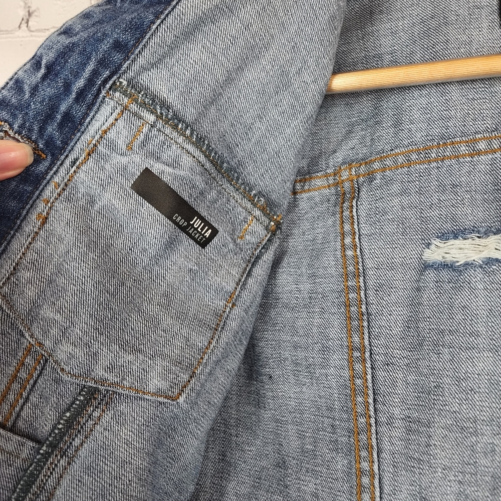 Kut from the Kloth Distressed Raw Hem Denim Jacket - Picture 5 of 10